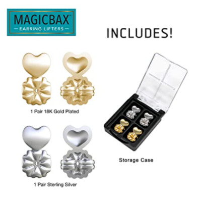 Magic Bax Earring Lifters - 2 Pairs of Adjustable Hypoallergenic Earring Lifts