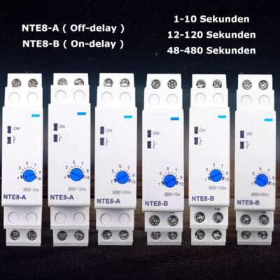 DC24V AC220V Zeitverzögerungsrelais Off-Delay On-Delay 1-480Sek. SPDT NTE8-A/B