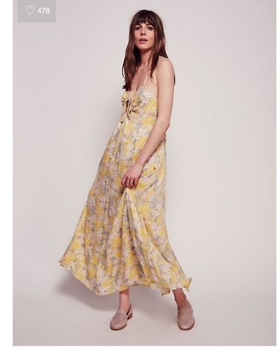 ☮ FREE PEOPLE Yellow Combo Floral Flowy 