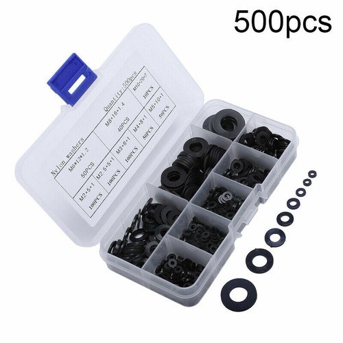 500tlg Unterlegscheiben Schwarz Nylon Gummi Washer Dichtung M2-M10 Sortiment - Bild 2 von 11