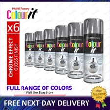 6x All Purpose Chrome Effect Gloss Spray Paint Aerosol Metal Wood Plastic 400ml