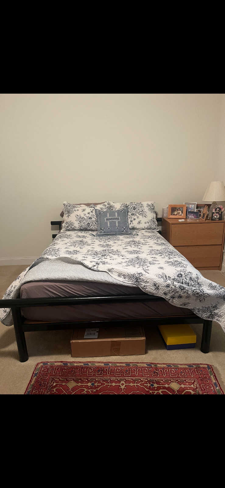 Full Metal Bed Frame with Mattress & Complete Bedding Set-image