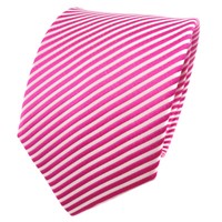 Tigertie Seidenkrawatte Pink Telemagenta Silber Weiß Gestreift - Krawatte Seide