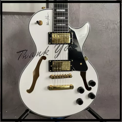 Alex Lifeson Signature LP Electric Guitar Snow White Mahogany Body Gold Part🔥
