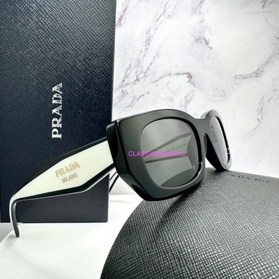 PRADA Sunglasses Black White Gold Symbole Logo Rectangle PRB05S