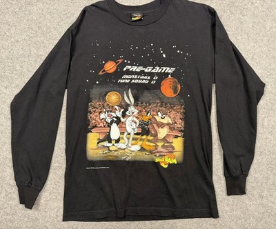 Vintage Space Jam Movie Game Promo 1996 Tee Black T-Shirt Long Sleeve Sz Large