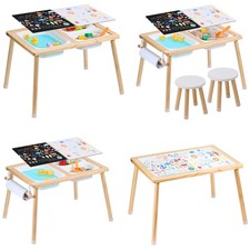 Uimoso Kids Sensory Table Indoor Wooden Play Sand Water Table w/ Double-Sided