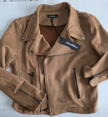 Chocolate USA, Light Brown Faux Suede Woman's Jacket, Size Medium, Very Soft