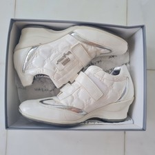 Byblos scarpe blu sneakers zeppa tacco bianco logo brevettato taglia 9 US 40 EU