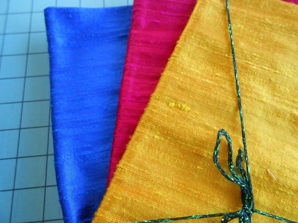 Paquete de 6 cuartos de grasa de tela de tafetán de seda pura FQ Foto 2 de 3