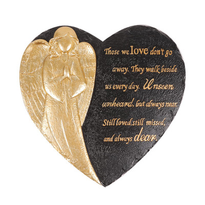 Youdear Memorials 10 Inch Heart Shaped Angel Garden Mmeorial Stones Memorial