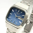 Seiko Automatic Watch Blue Dial Day Date Model 2906 3050 Vintage Style