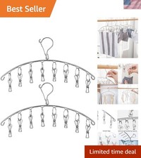 Windproof Stainless Steel Laundry Drying Rack with 8 Clips - Space Saving 2 Pack