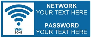 Personalised Custom Wifi Zone Free Wifi Notice Self Adhesive Vinyl Sticker