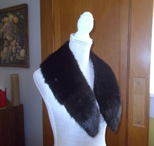Vintage Black Mink Fur Collar Scarf Neck Warmer 35"