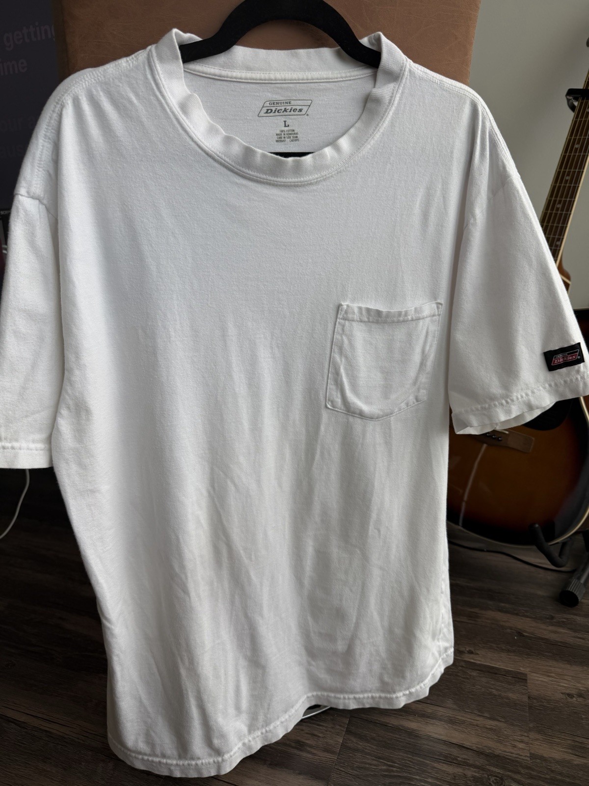 Dickies Pocket T Shirt Men L White Heavyweight Cotton Workwear Tee Durable thumbnail 4