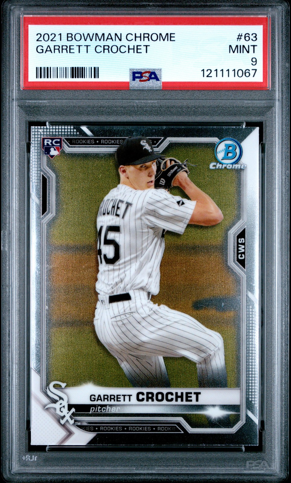 2021 BOWMAN CHROME #63 GARRETT CROCHET ROOKIE RC PSA 9