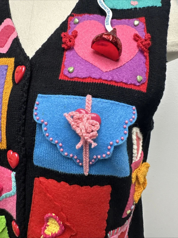 Chaleco de Colección Michael Simon Colorido Corazón Patchwork San Valentín Talla Mediana Foto 3 de 4