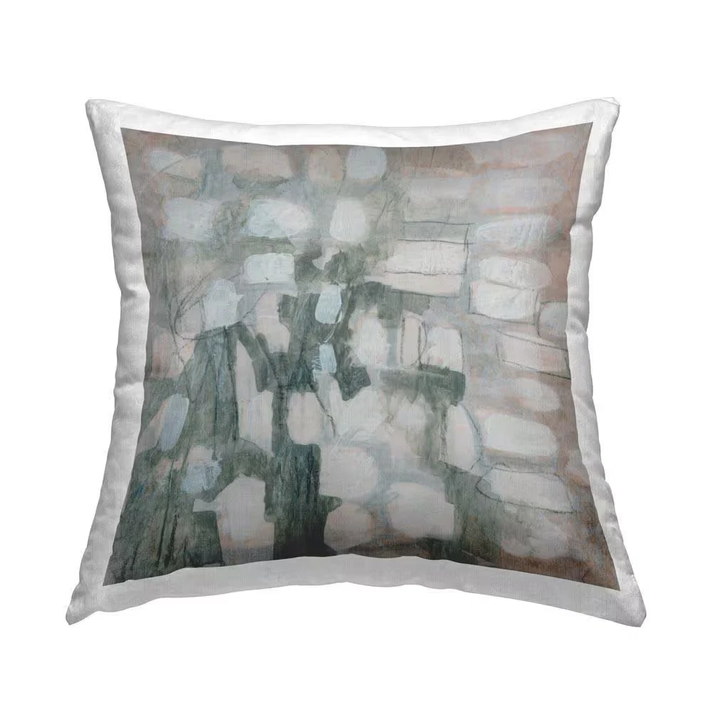Scattered Grey Shapes Gray Abstract Polyester 18 In. X 18 In. Throw Pillow