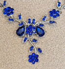 Elegant Silver Tone Necklace and Earring Set with Cobalt Blue Glass Stones — photo 2