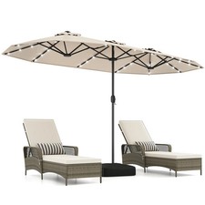 Double-Sided Large Patio Parasol Crank Metal Frame Garden Beach