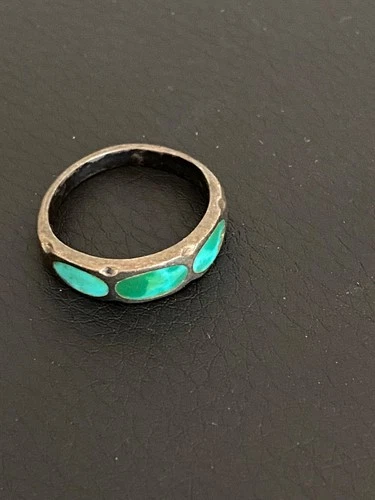 Vintage Silver and 3 Stone Turquoise Ring, size 7.5-8 (approx)