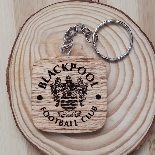 Personalised Handmade Wooden Blackpool Inspired Keyring