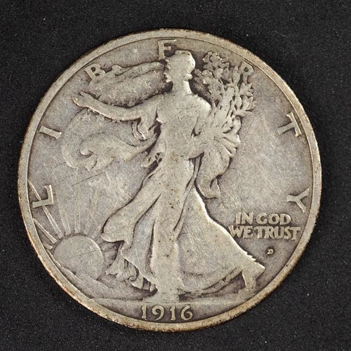 1916 *D* LIBERTY WALKING  SILVER  HALF DOLLAR  **FREE SHIPPING**C2860