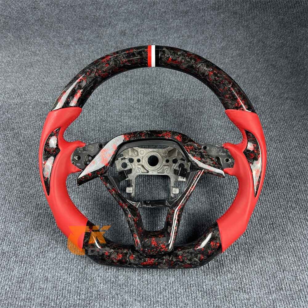 Steering Wheel for Honda Accord 2018-2023 Custom Forged Carbon Fiber Red Leather