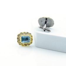 Kyanite Cufflinks For Men 925 Sterling Silver Gold Plated Real Gemstone Jewelry