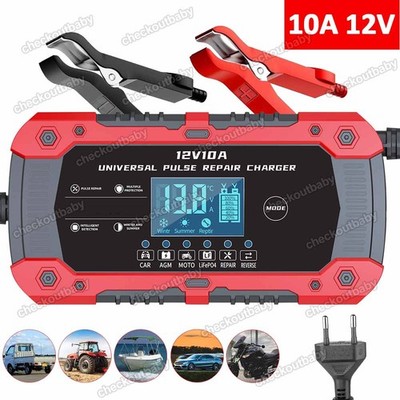 12V 10A Auto Intelligentes Batterieladegerät Impuls Reparatur KFZ PKW LKW AGM