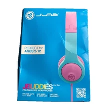 JLab JBuddies Folding Gen 2 Kids Headphones Wired, Volume Limiter, Ages 2+ - NEW