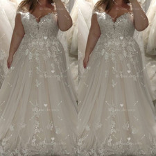 Plus Size Wedding Dresses White Ivory USA Size 16w Elegant Tulle Bridal Gowns
