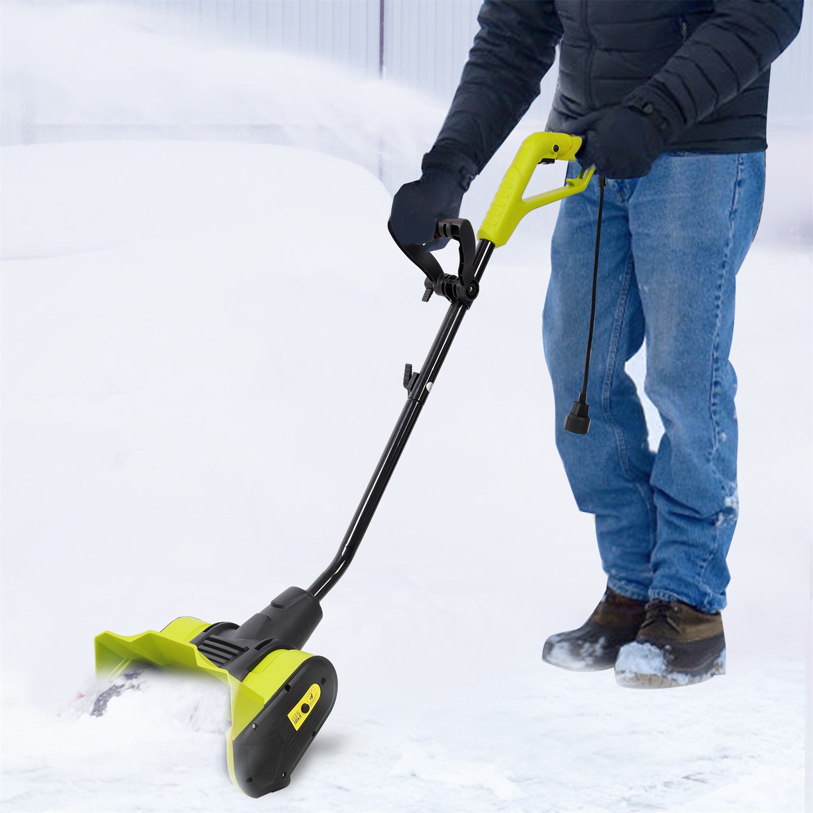 Corded Snow Blower 12-Inch Clearing Width 10-AMP Electric Snow Shovel Dual Blade