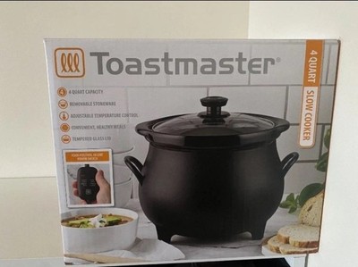 Toastmaster 4 QT Black Cauldron Slow Cooker Removable Crock Glass Lid Halloween