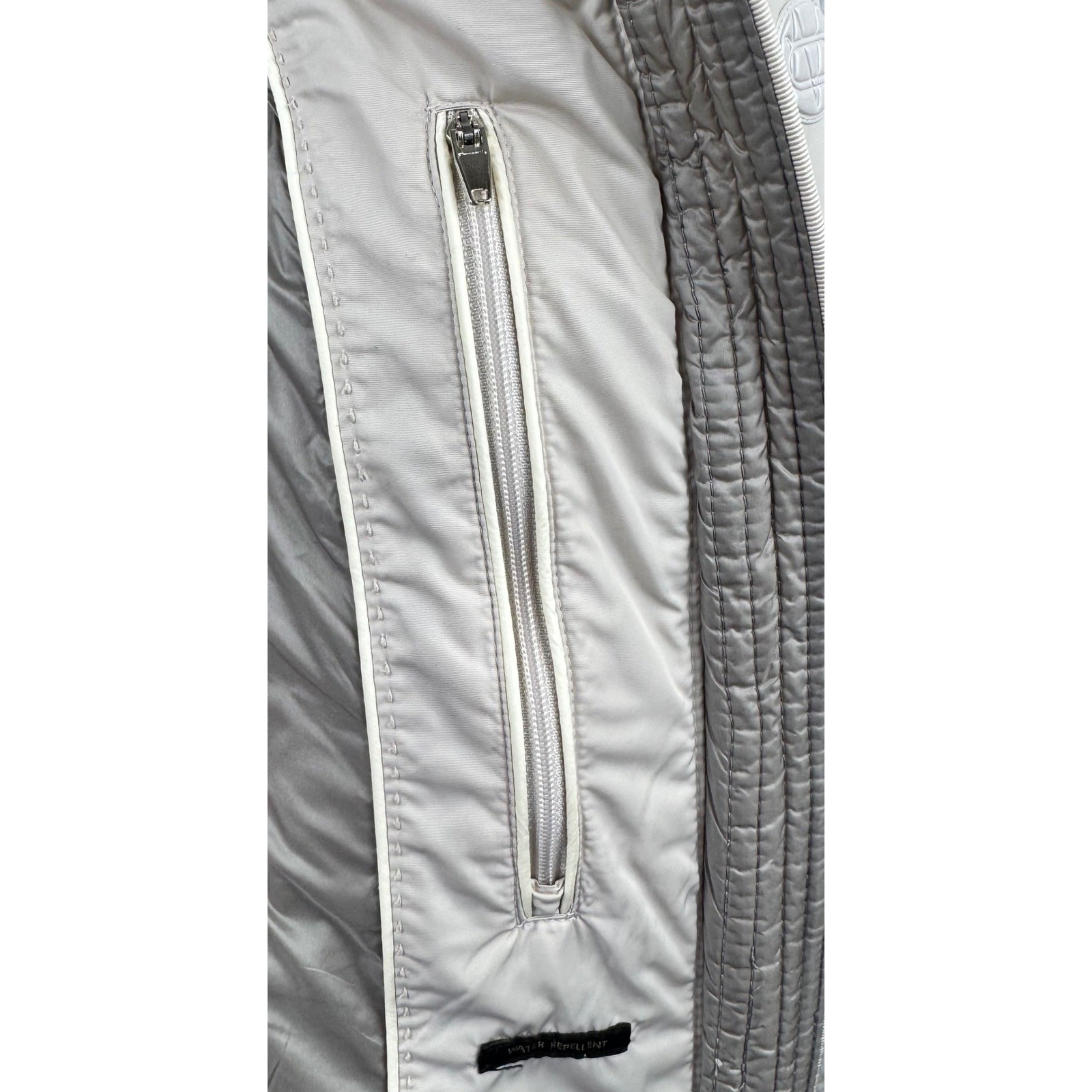 Massimo Dutti Puffer Jacket Small Womens Ivory Water Repellent Quilted Zip Up thumbnail 9