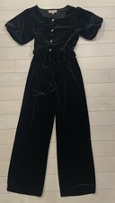 Girls Size M Black Dressy Jumpsuit With Sparkly Buttons Tie Waist