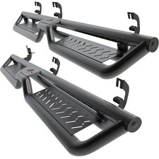 Running Boards 6in Black Two-Stair for Crew Cab 2007-2019 1500 2500HD 3500HD