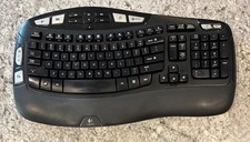 Logitech Wave K350 Y-R0053 Ergonomic Wireless Keyboard - Tested No Dongle - READ