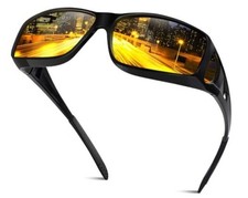 Night Driving Glasses Fit Over Glasses for Men Women,Anti A01 Light Black
