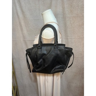 Guess Est 1981 Black Pebbled Satchel Handbag Multi Compartment Tote Bag