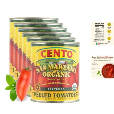 Organic Certified San Marzano Whole Peeled Tomatoes 28 Oz - Pack of 6, Authen...