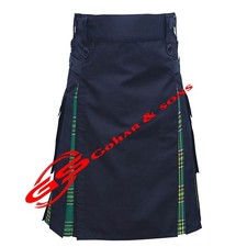 Black Cotton Irish Tartan Utility Kilt Men's Black Hybrid Kilt - Custom Size