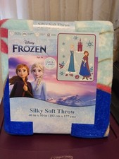 Disney Frozen Silky Soft Throw Blanket 40in x 50in Elsa, Anna, Purple Castle New