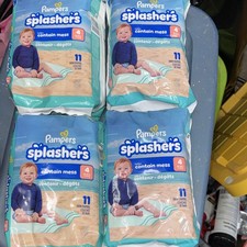 Pampers Splashers Swim Diapers Size 4 Unisex Blue Beige 44 Count