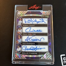 2025 Leaf Metal Authentics Quad Auto YOUNT MOLITOR FINGERS SIMMONS 1/1