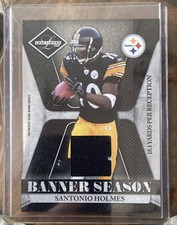 2008 LEAF LIMITED SANTONIO HOLMES BANNER SEASON LIMITED JERSEY #067/100 STEELERS
