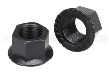BMX bicycle flanged axle nuts 14mm (M14 X 1.0) - PAIR - BLACK