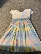 Vintage Polly Flinders Hand Smocked Plaid Dress Size 6 Girls