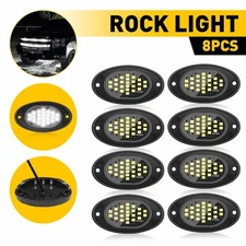 Universal 8PCS White LED Underbody Rock Lights Truck Trail Rig Glow Light Lamp